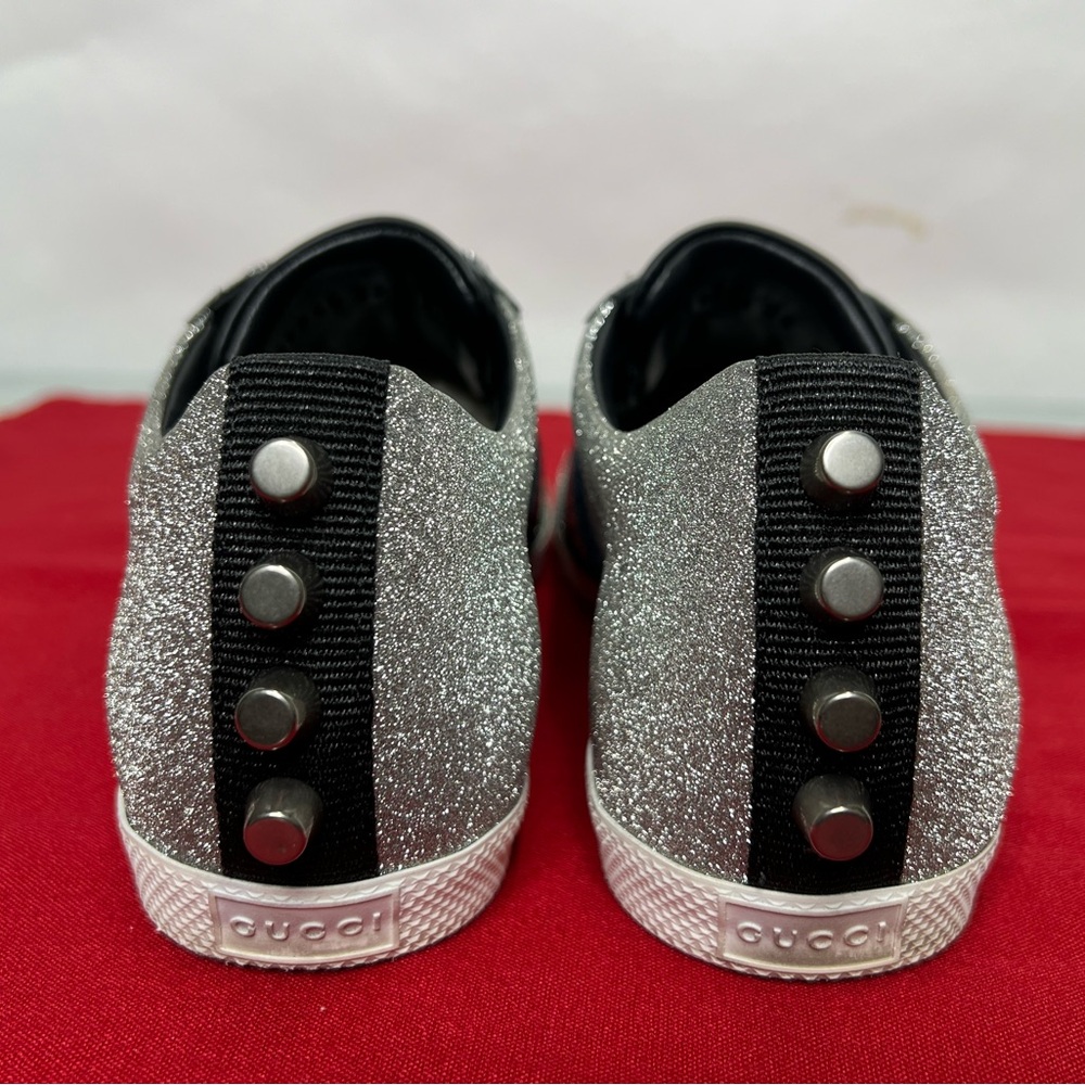 Gucci Glitter Bambi Web Silver Ace Sneakers Shiny - Picture 6 of 10